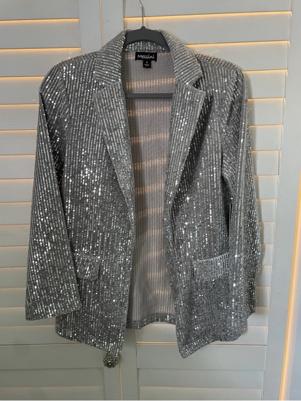 Silver Sequin Blazer Jacket NWT